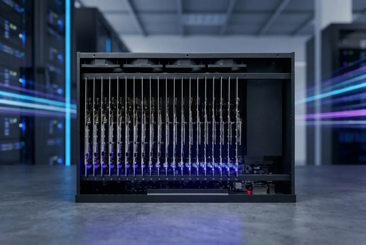 A Profit Phones rack of 20 phones, racked and wired